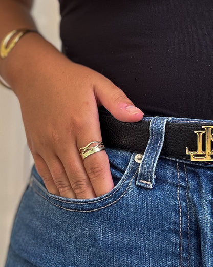 Anel Entrelaçado Ajustável | Dourado | Aço Inoxidável