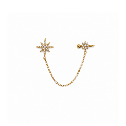 Brincos Único com Earcuff Estrela Dourado ou Prateado