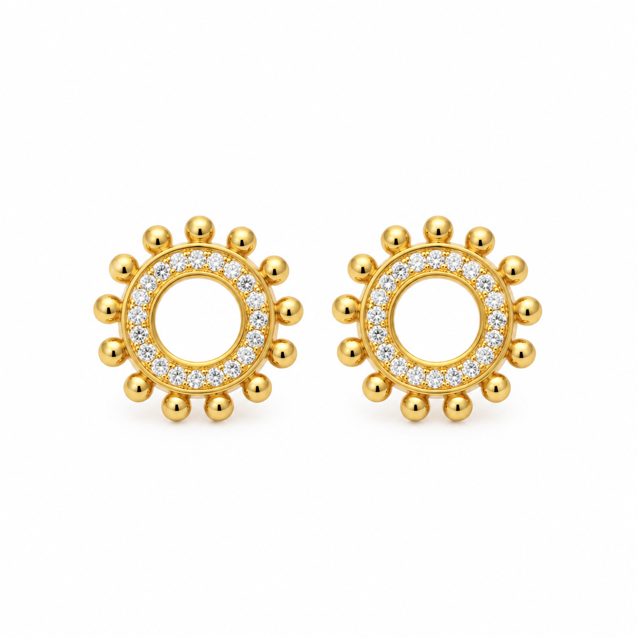 Brincos Sol Brilhantes Dourado