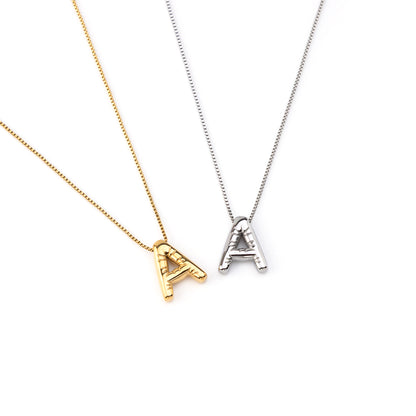 colar inicial bubble dourado aço inox 316l
Colar com letra A
colar inicial bubble prateado aço inoxidável