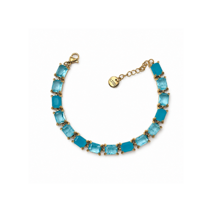 Pulseira Brilhantes Colorido Dourado