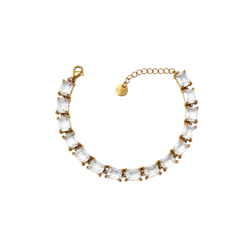 Pulseira Brilhantes Colorido Dourado