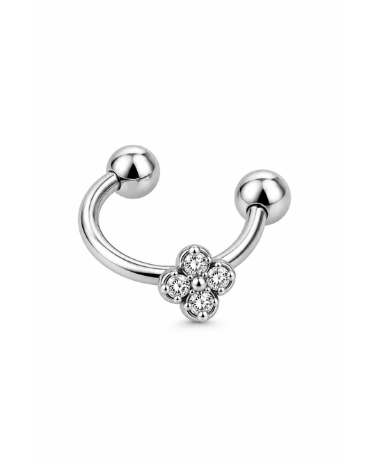 Earcuff Trevo ou Coração Prateado