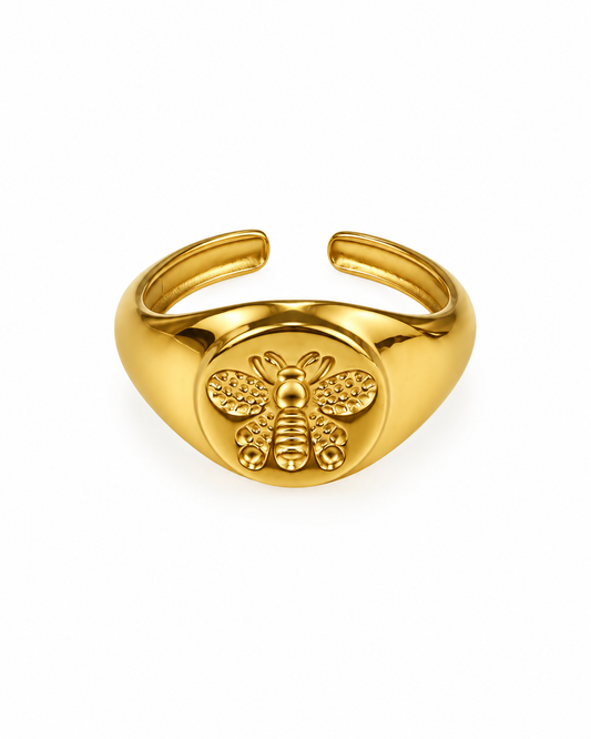 Anel Abelha Dourado ou Prateado