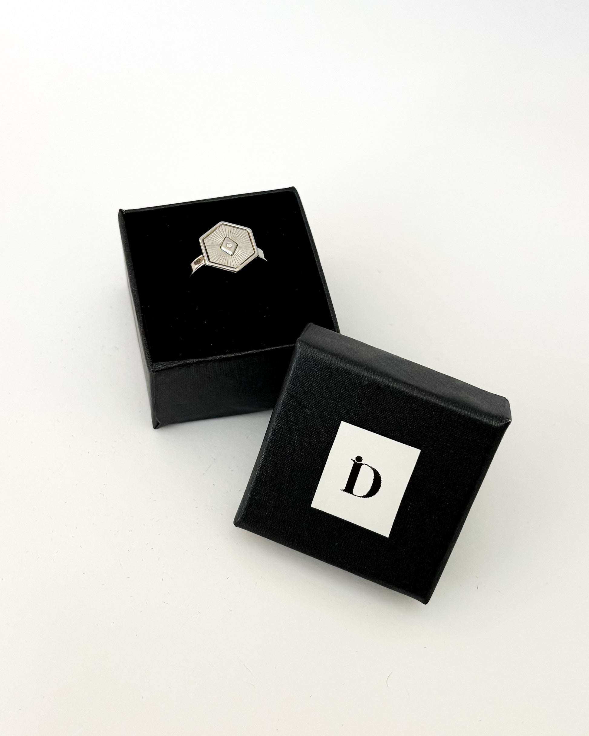 anel hexágono prateado aço inox 316l