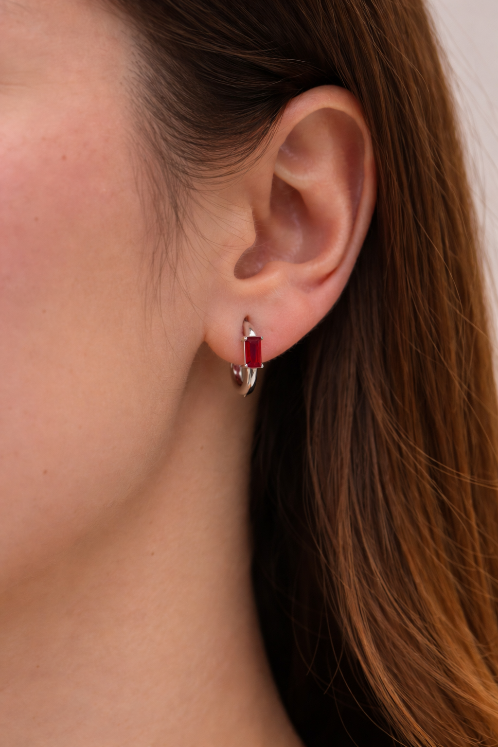 Yara Red Silver Earrings