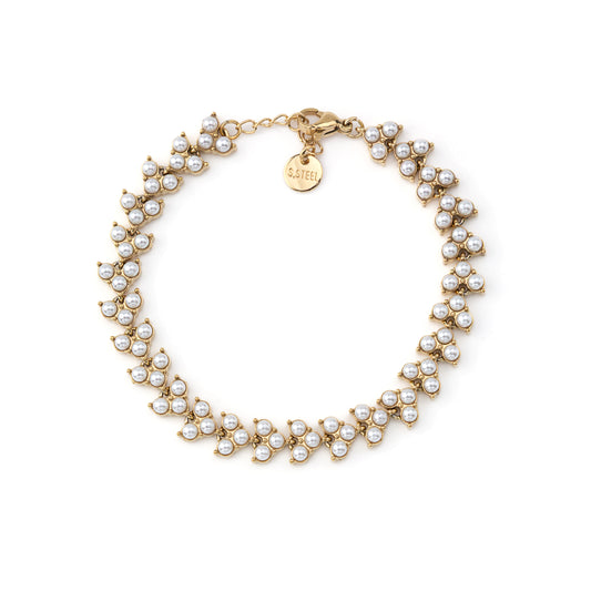 Pulseira Folhas e Mini Pérolas Dourado ou Prateado