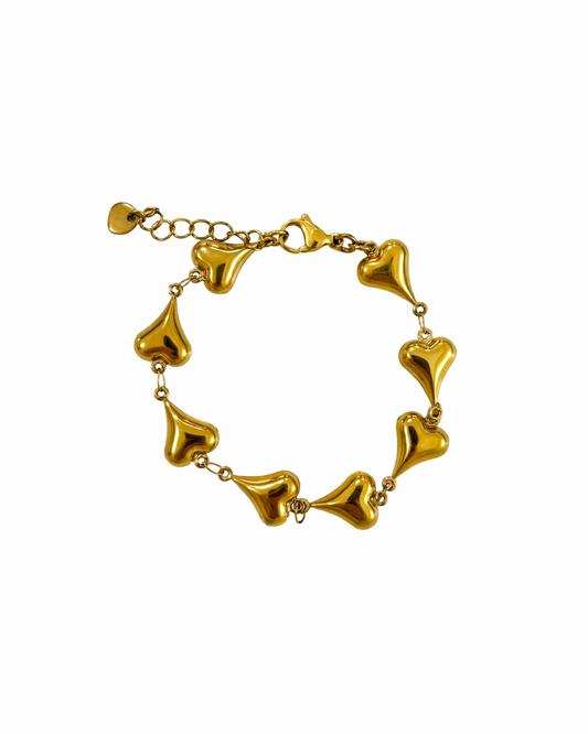 Pulseira Corações Dourado