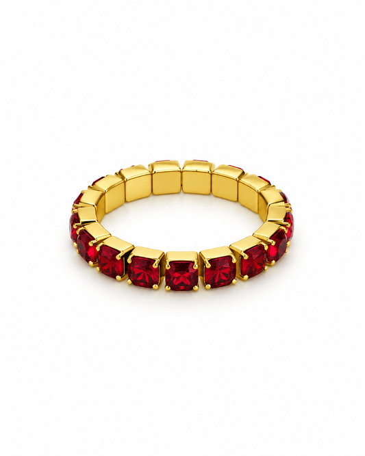 Anel Elástico Vermelho Dourado