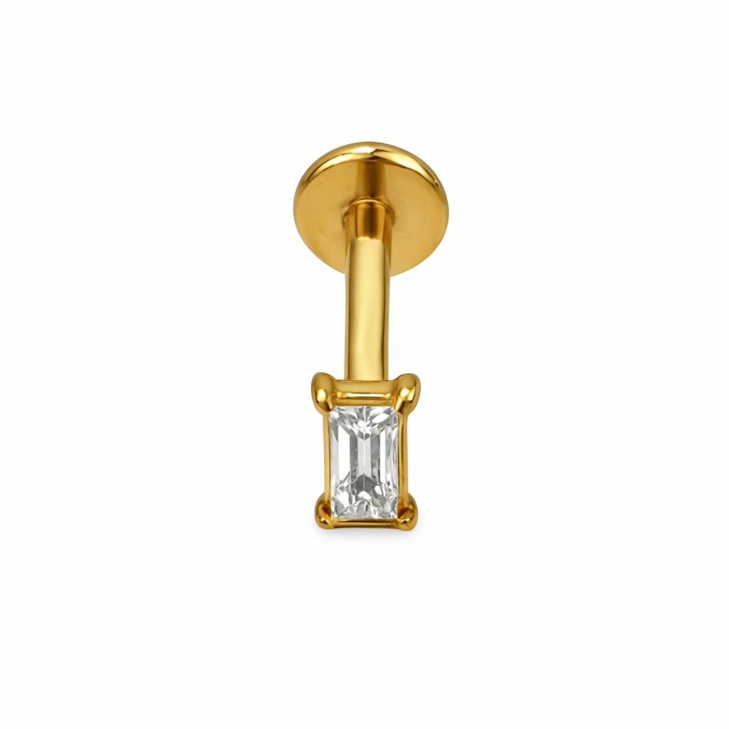 Piercing Retangular Dourado ou Prateado