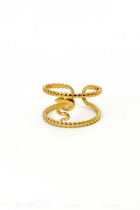 Anel Serpente Ajustável | Dourado | Aço Inoxidável