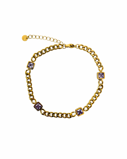 Pulseira Corrente Lilás Dourado