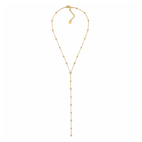 Colar Gravata Cruzes Dourado ou Prateado