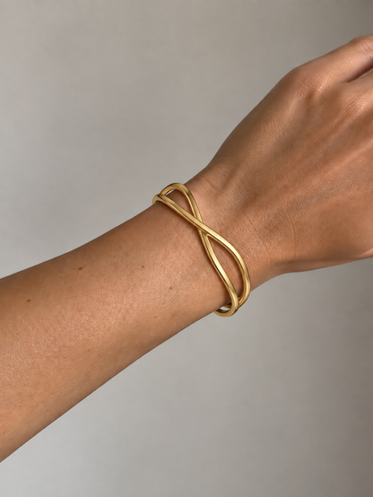 Pulseira Rígida Cruzada Dourado ou Prateado
