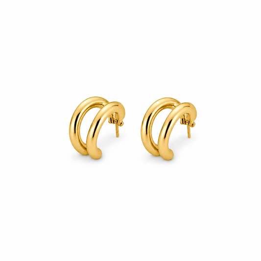 Brincos Duplos Dourado ou Prateado