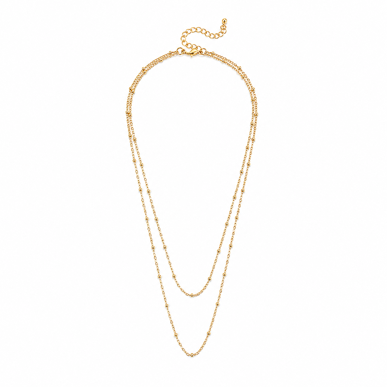 Colar Duplo Bolinhas Dourado