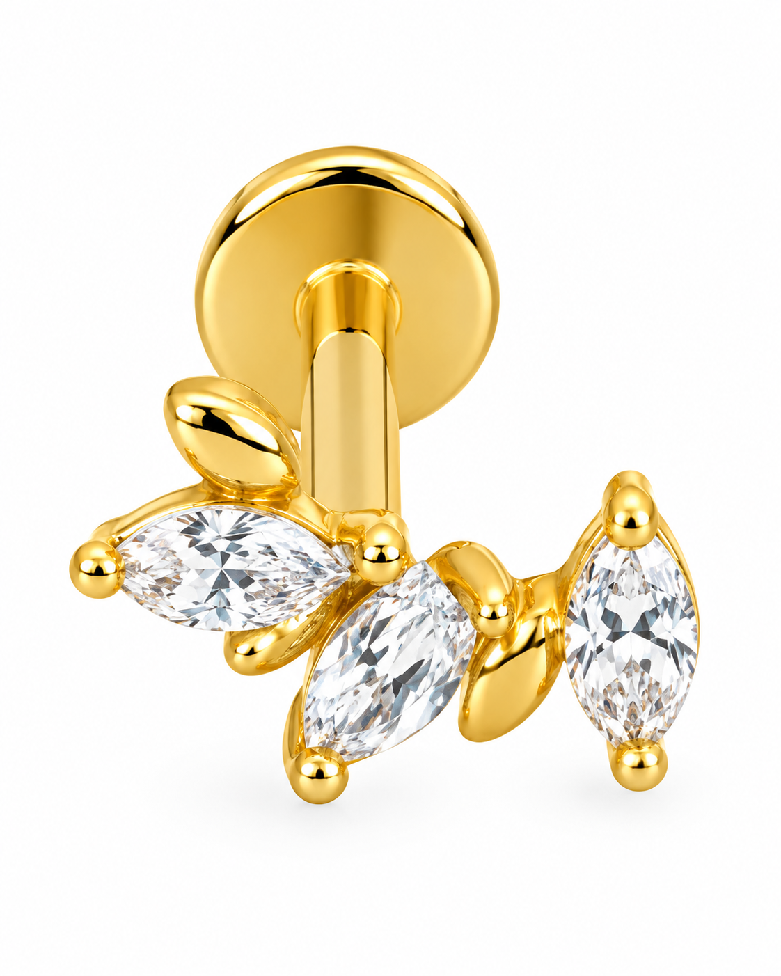 Piercing Curvo Folhas Dourado ou Prateado