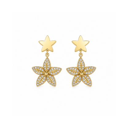 Brincos Estrela Brilhantes Dourado ou Prateado