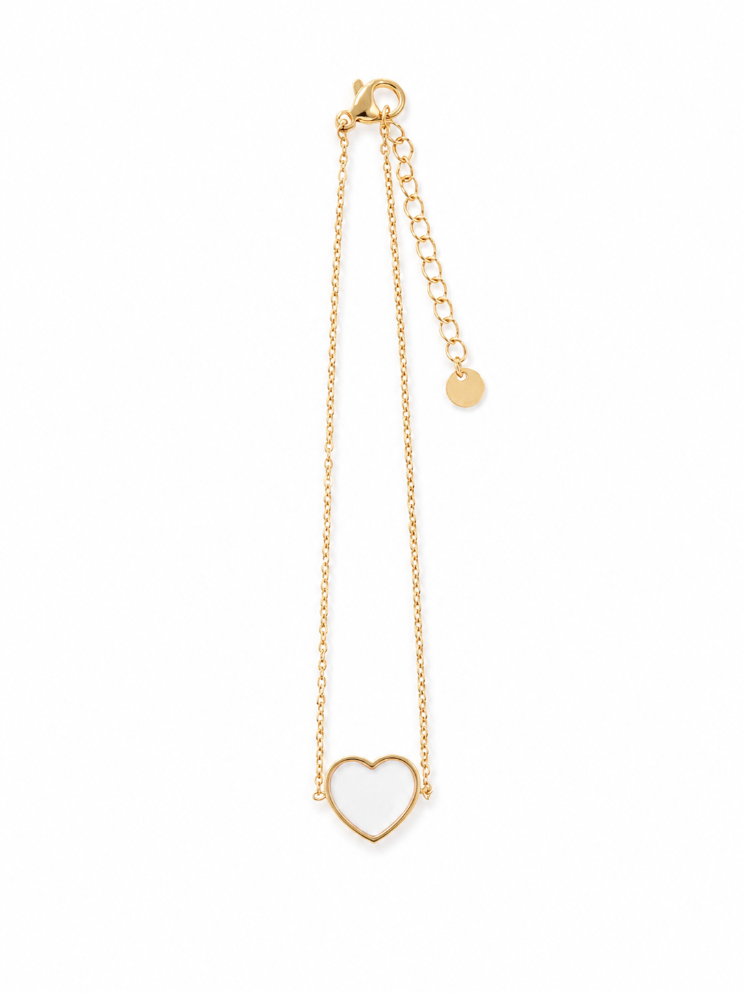 Pulseira Coração Branco Dourado