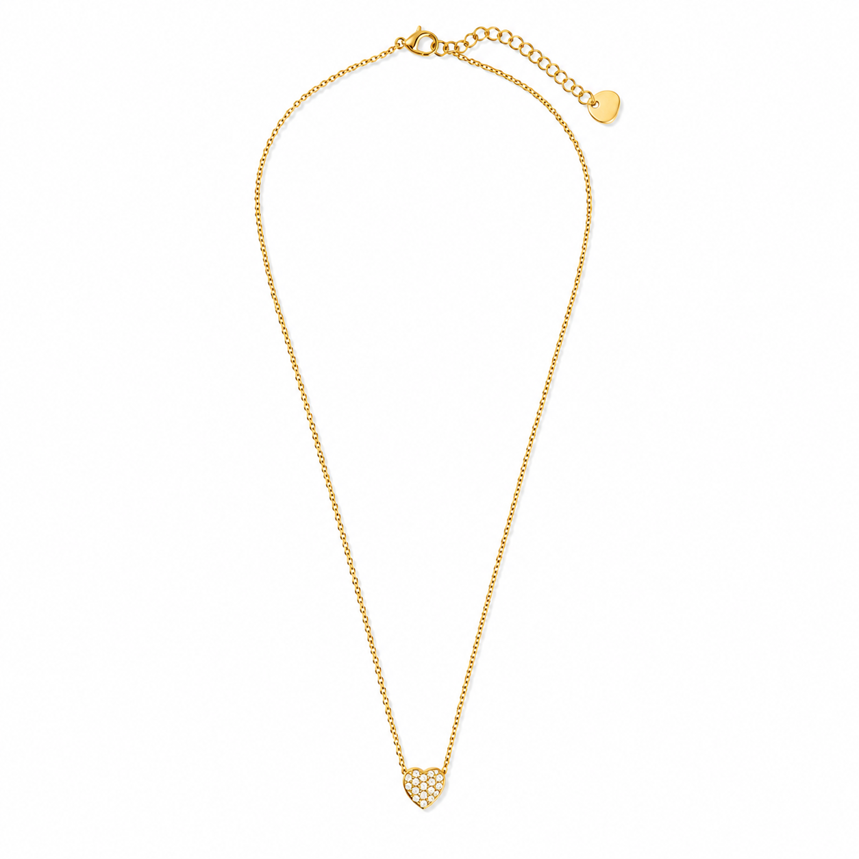 Colar Coração Brilhantes Dourado ou Prateado