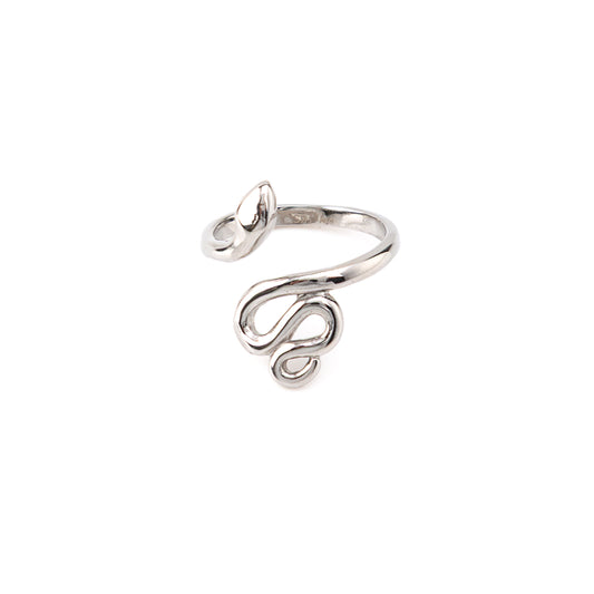 Anel Ajustável Cobra Prateado