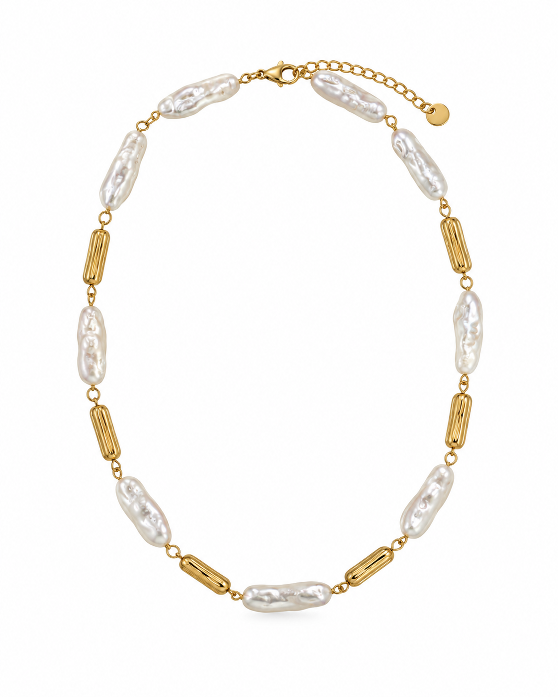 Colar Pérolas Irregulares Dourado