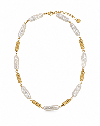 Colar Pérolas Irregulares Dourado