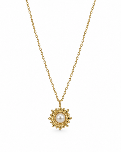 Colar Sol com Pérola Dourado ou Prateado