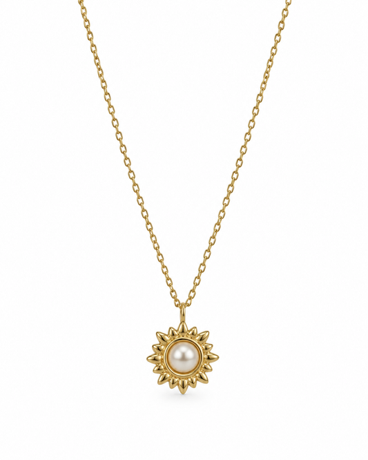 Colar Sol com Pérola Dourado ou Prateado