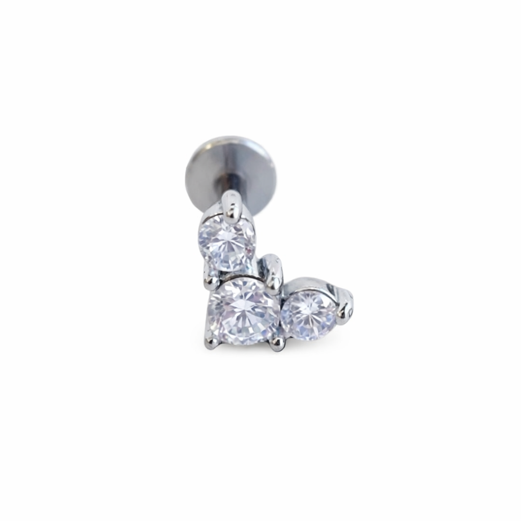 Piercing Brilhantes Coração Dourado ou Prateado