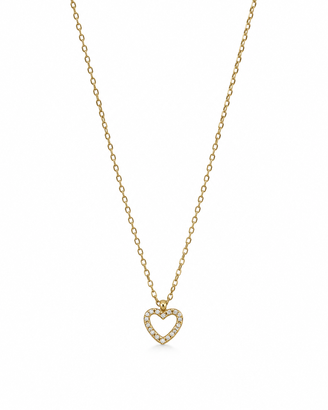 Colar Coração Brilhantes Dourado