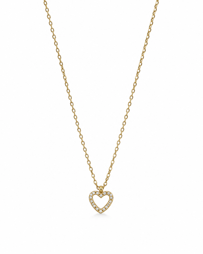Colar Coração Brilhantes Dourado