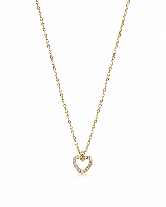 Colar Coração Brilhantes Dourado