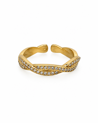 Anel Brilhantes Torcido Dourado ou Prateado