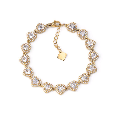 Pulseira Corações Brilhantes Dourado ou Prateado