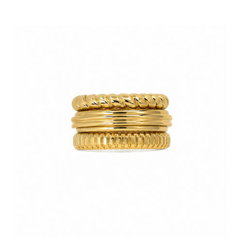 Anel Numerado Triplo Dourado, Prateado ou Mix