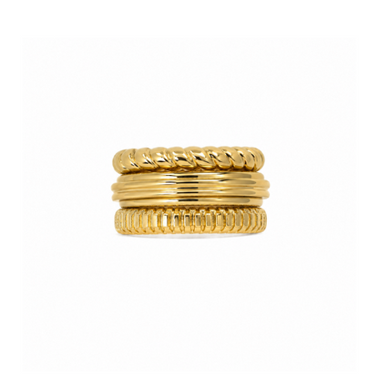 Anel Numerado Triplo Dourado, Prateado ou Mix