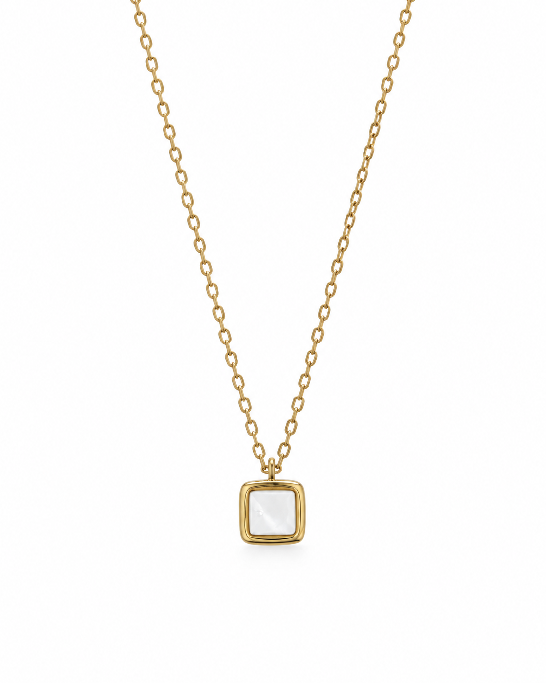 Colar Madrepérola Quadrado Dourado ou Prateado