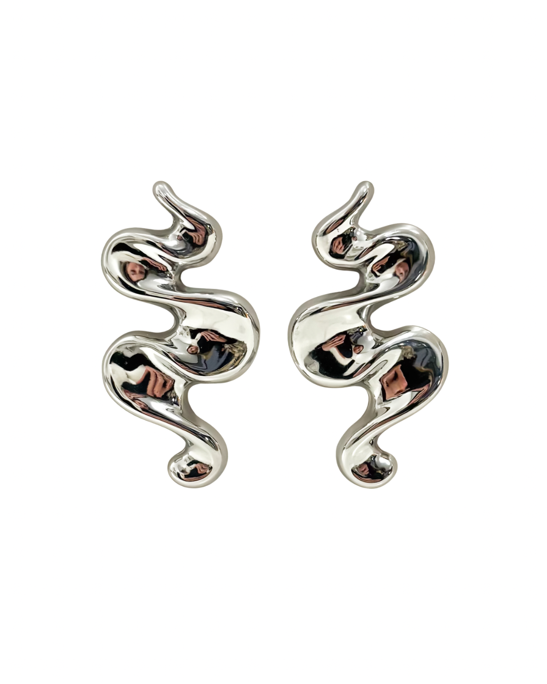 Brincos Compridos Ondulados Prateado