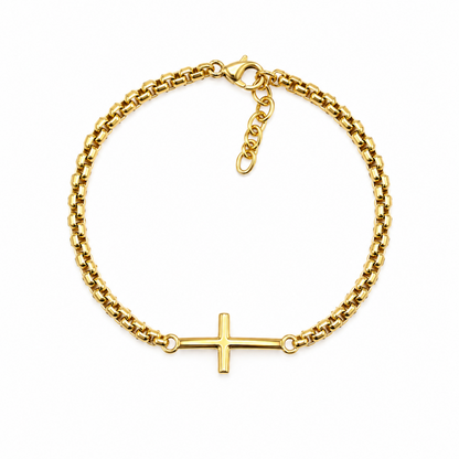 Pulseira Masculina Cruz Dourado ou Prateado
