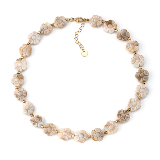 Colar Bubbles Flores Bege, Azul ou Amarelo
