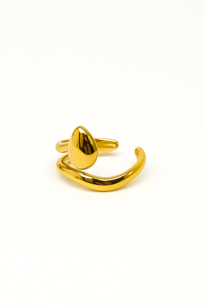 Anel Gota Ajustável | Dourado | Aço Inoxidável