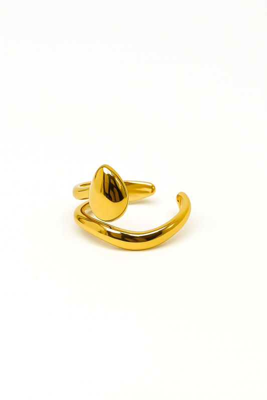 Anel Gota Ajustável | Dourado | Aço Inoxidável