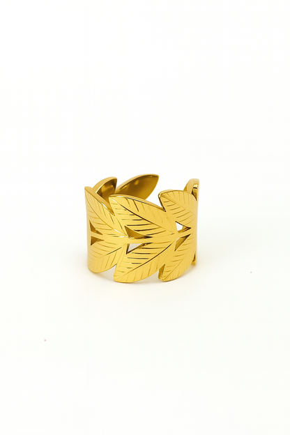 Anel Folhas | Dourado | Aço Inoxidável
