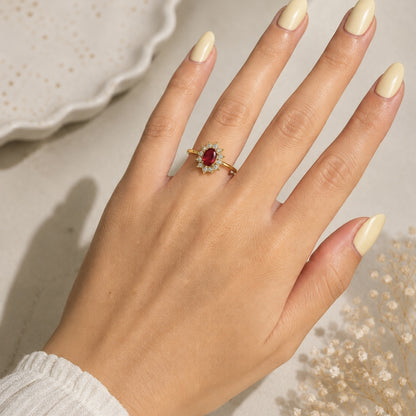 Anel Ajustável Ponto de Luz Vermelho Dourado ou Prateado
