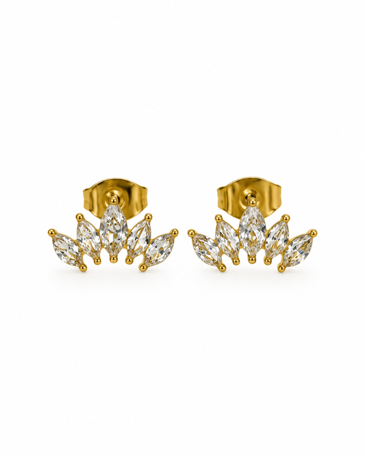 Brincos Coroa Brilhantes Dourado ou Prateado