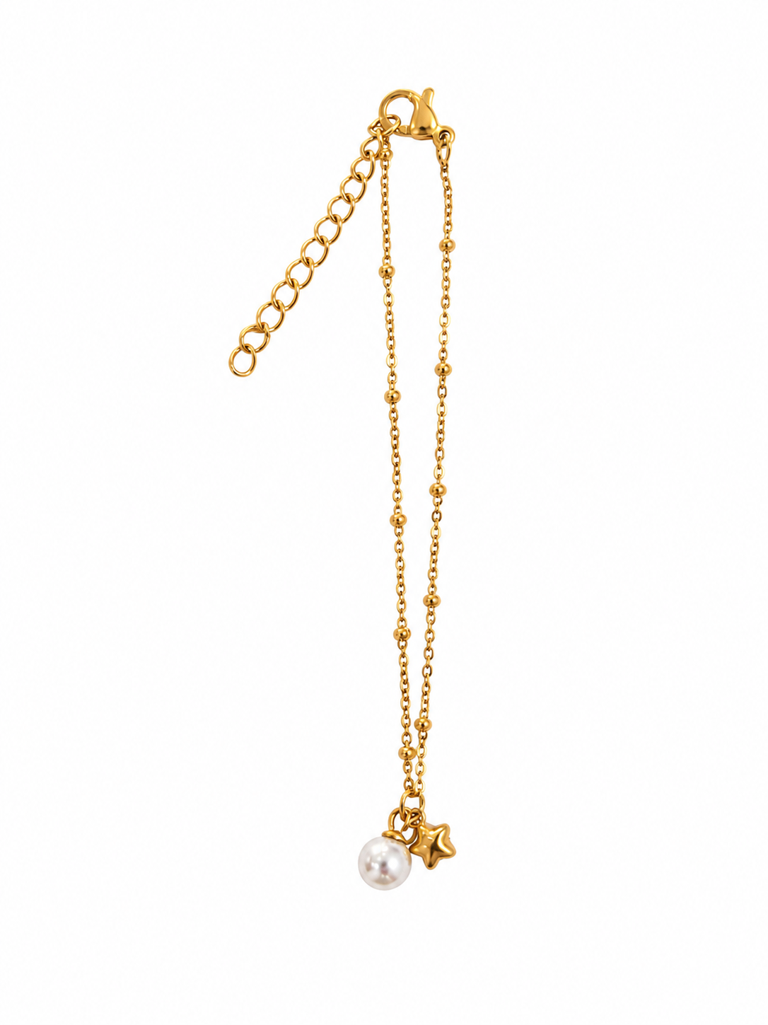 Pulseira Pérola com Pendente Dourada