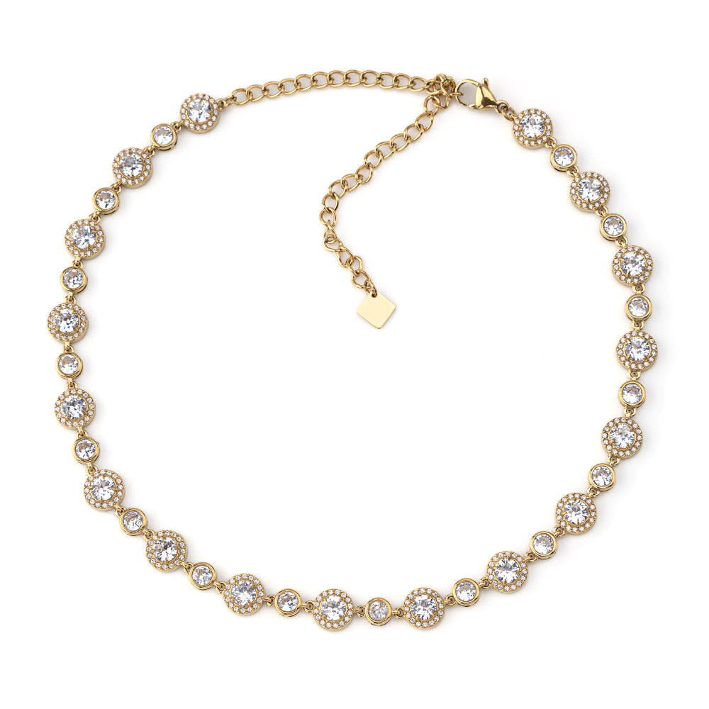 Colar Círculos Brilhantes Dourado ou Prateado
