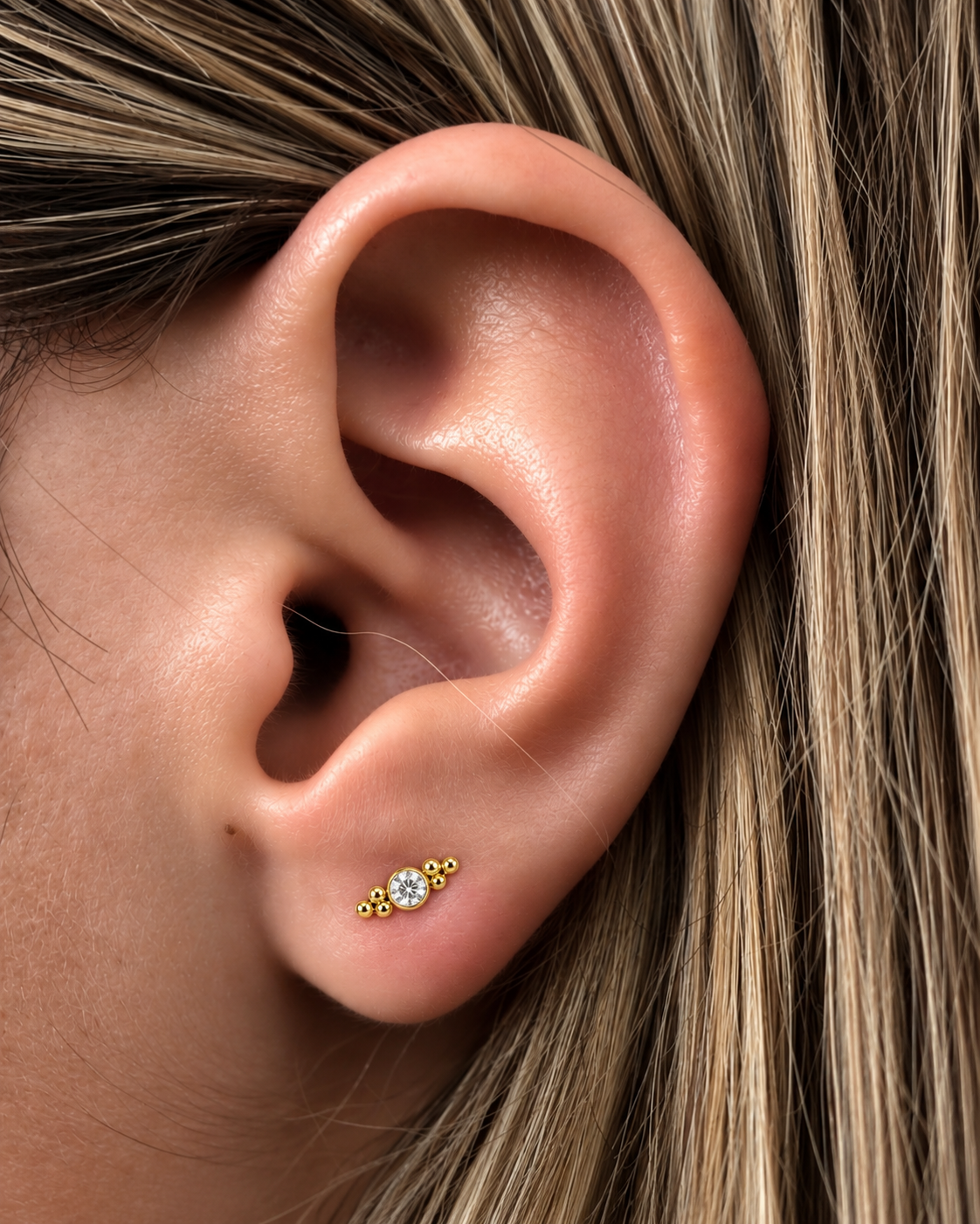 Piercing Brilhante e Bolinhas Dourado ou Prateado
