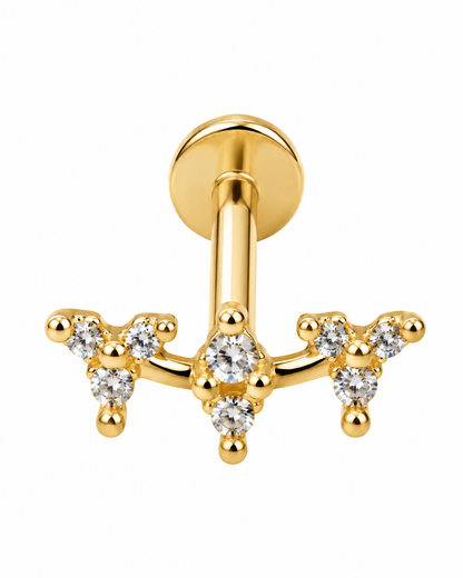 Piercing Folha Mini Brilhantes Dourado ou Prateado